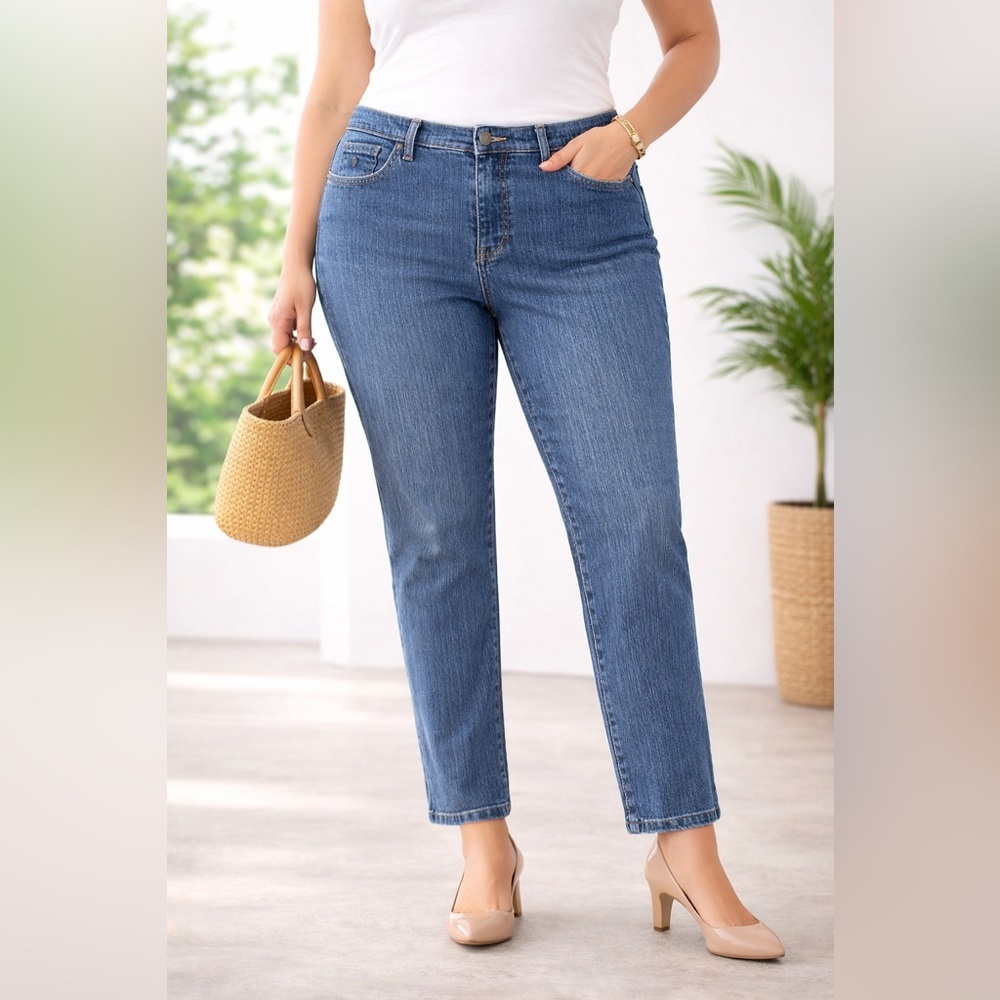 Gloria Vanderbilt Amanda Jeans Size 8 Medium Wash Straight Leg Stretch